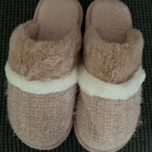 Women's Pink Two-Tone Cozy Comfy Memory Foam Slippers Slip-On Indoor House Shoes